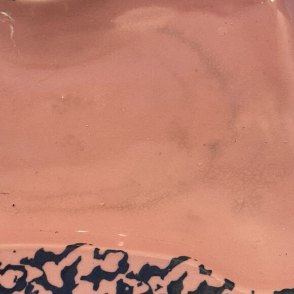 VTG Mid-Century Modern Pink & Black Splatter Ceramic Ashtray Retro Rectangular - Picture 3 of 7